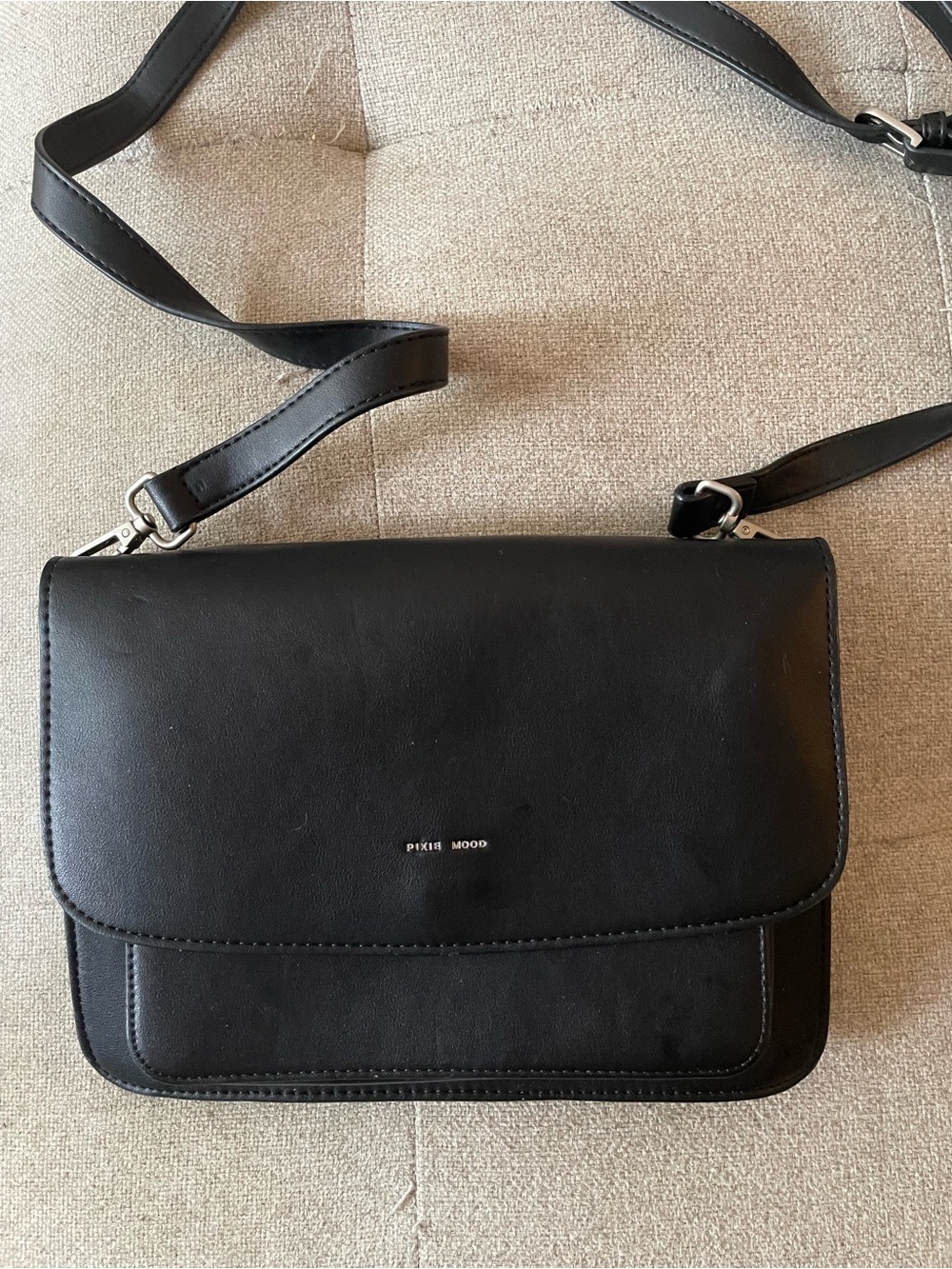 Pixie Mood Black Crossbody Flap Bag